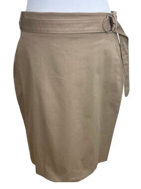 Akris Punto Khaki D-Ring Belted Wrap Pencil Skirt Size 10